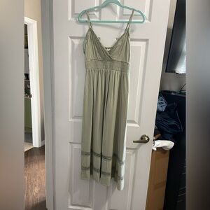 Sage Green Midi spaghetti strap dress